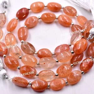 Sunstone Oval Shape Smooth Nugget Beads 7x8.MM Approx 10&quot; Inches Natural Wholesaler Price Top Quality.