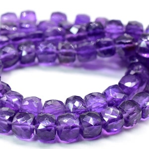 Amethyst Cube Shape Faceted Box Beads 8x9.MM Approx 8&quot;Inches Natural Top Quality Wholesaler Price.