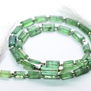 Green Kyanite Baguette Shape Faceted Nugget Beads Brioletter 4x9 To 5x10.MM Approx Natural 8&quot; Inches Top Quality Wholesaler Price.