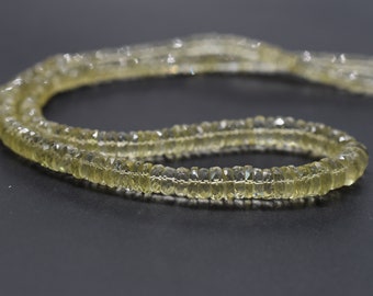Lemon Quartz Wheel Shape Faceted Tyre Beads 5x8.MM Approx 9.5"Inches Natural Top Quality Wholesaler Price.