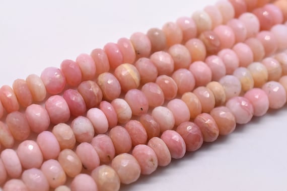 Peruvian Pink Opal Rondelle Shape Faceted Beads 8x9.MM Approx Top Quality 10" Inches Natural Wholesaler Price.