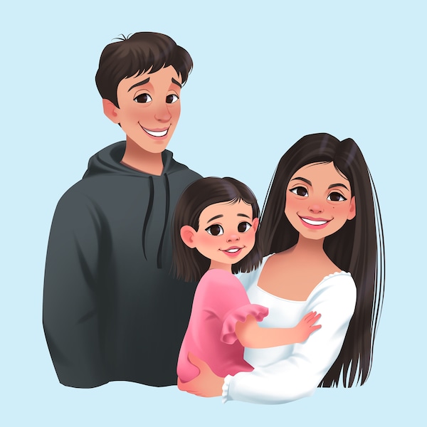 Couple portrait | Family portrait from photo | Cartoon Portrait | Personalised portrait | Family portrait painting