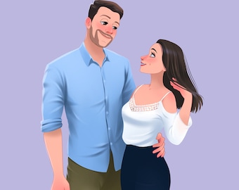 Couple portrait from photo | Digital portrait | Custom portrait | Cartoon portrait | Family portrait painting | Custom portrait illustration