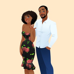 Save the date Karte | Personalisiertes Paar Portrait | Hochzeitsportrait | Personalisiertes Portrait