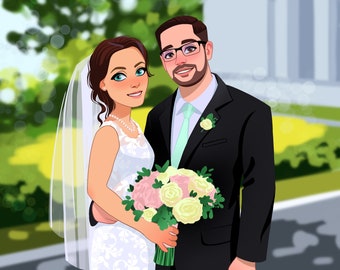 Wedding portrait | Family portrait from photo | Couple portrait | Cartoon Portrait | Personalised portrait