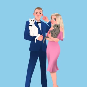 Cartoon Paar Porträt | Personalisiertes Paar Portrait | Auftragsarbeit Digitale Kunst | Geburtstagsgeschenk | Personalisiertes digitales Porträt