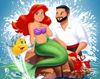 Retrato de pareja personalizado / Ilustración de dibujos animados personalizada (impresión digital)