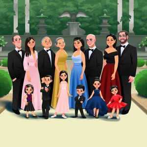 Familienportrait | Paarportrait | Individuelles Portrait nach Foto | Cartoon-Porträt