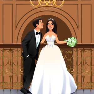 Hochzeitsportrait | Erster Jahrestag Geschenk | Cartoon Paar Porträt | Hochzeit Jahrestag Karte | Familie Zeichnung | Hochzeitseinladung