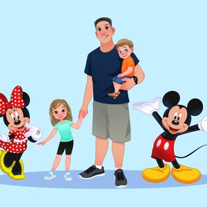 Ritratto con illustrazione personalizzata / Ritratto di cartone animato da foto / Ritratto di cartone animato / Ritratto di famiglia