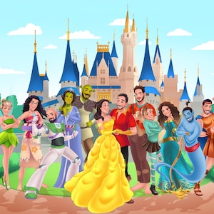 Fairy tail Style | Custom Fairy tail Portrait, Cartoon Style Couple, Fantasy Family Portrait, Custom Pet Commission, Fairy tail Gifts