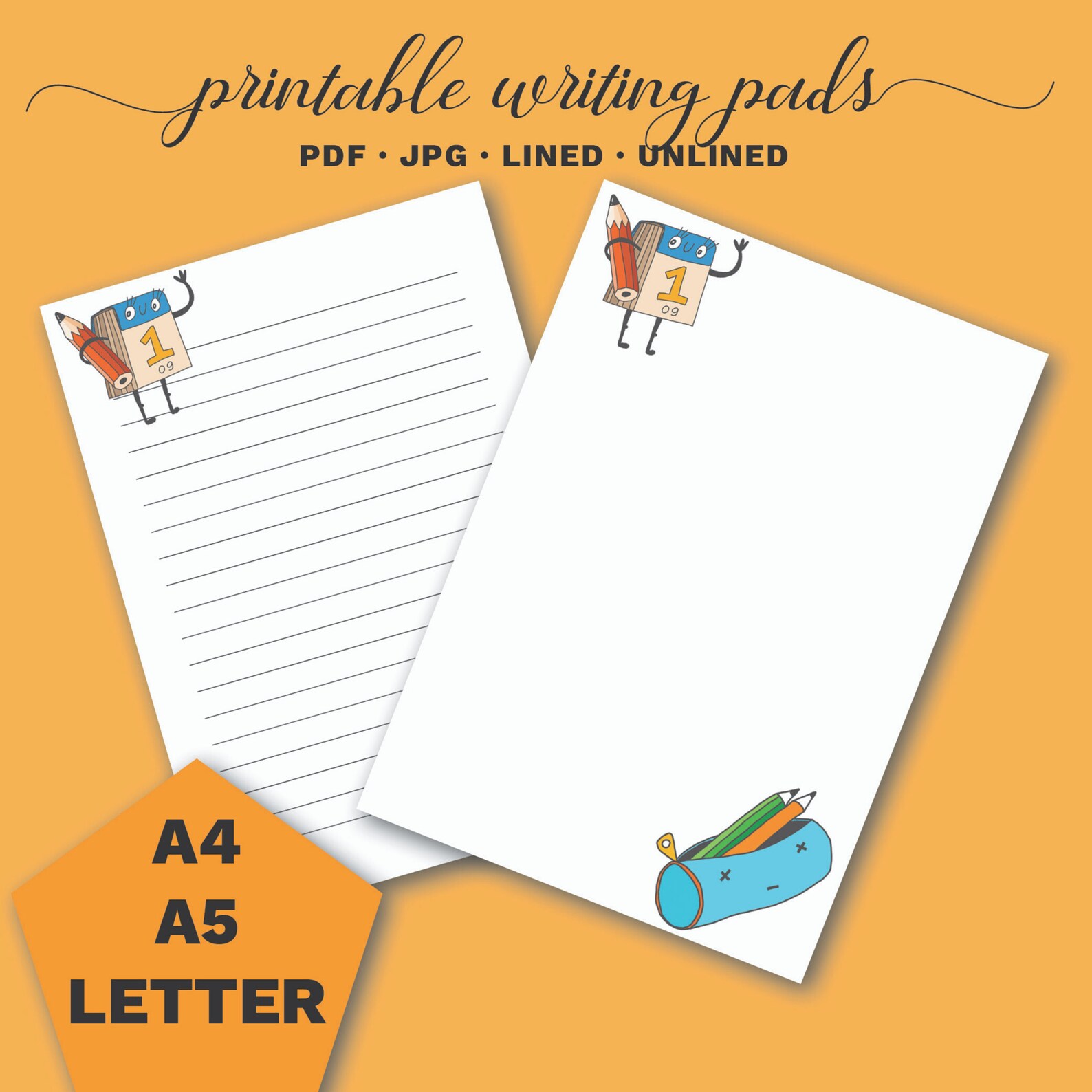Kids Printable Writing Paper stationery in PDF and JPG | Etsy