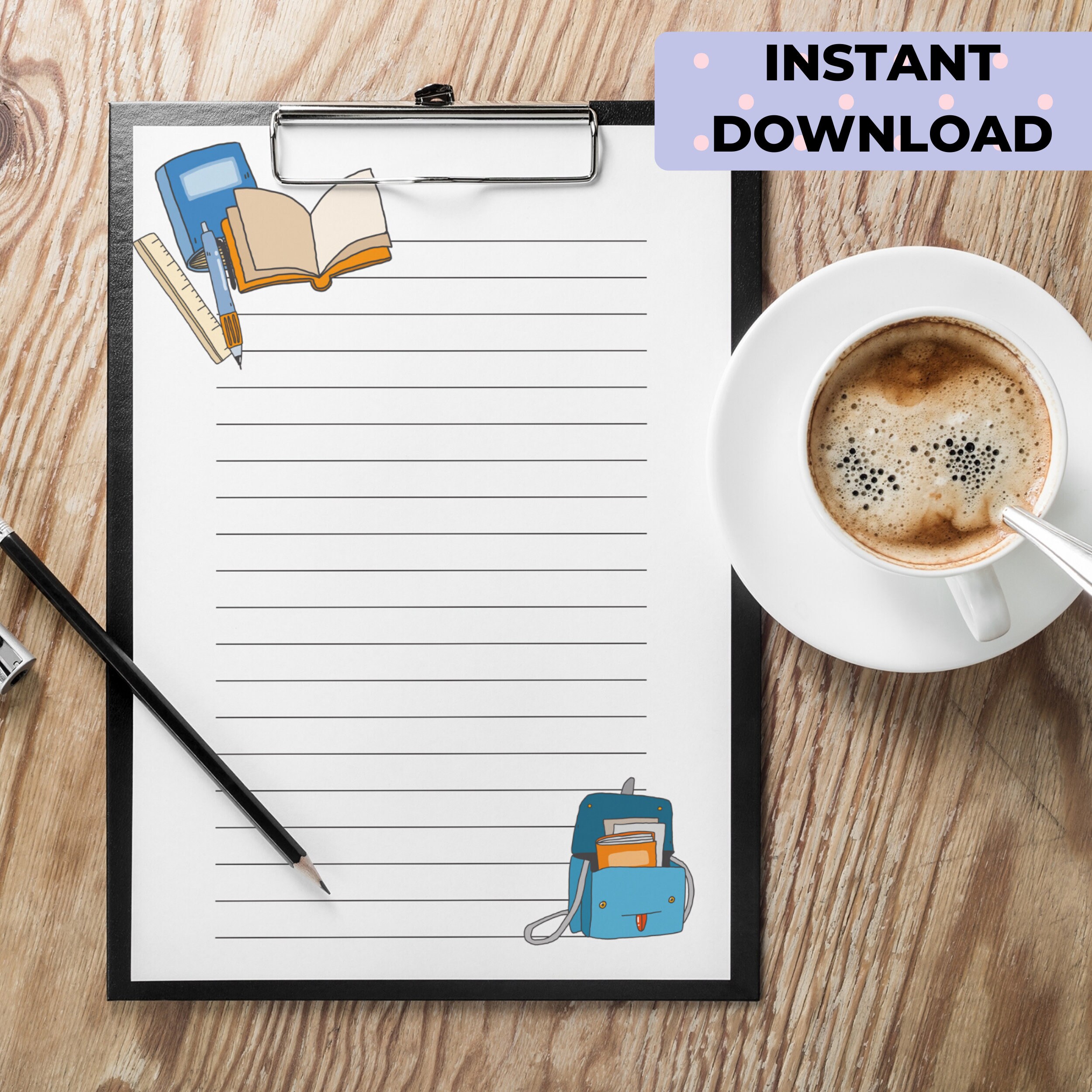 School Themed Printable Writing Pad Stationery in PDF and JPG | Etsy