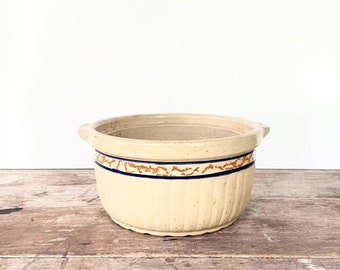 Vintage Red Wing Spongeband Stoneware Bowl: Ribbed Baking Dish