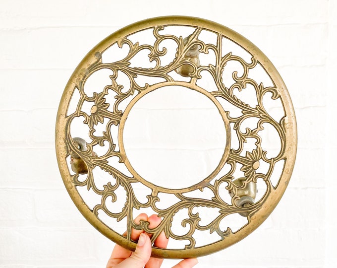 1970s Vintage Brass Rolling Plant Stand Antique Made in Tawain Plant