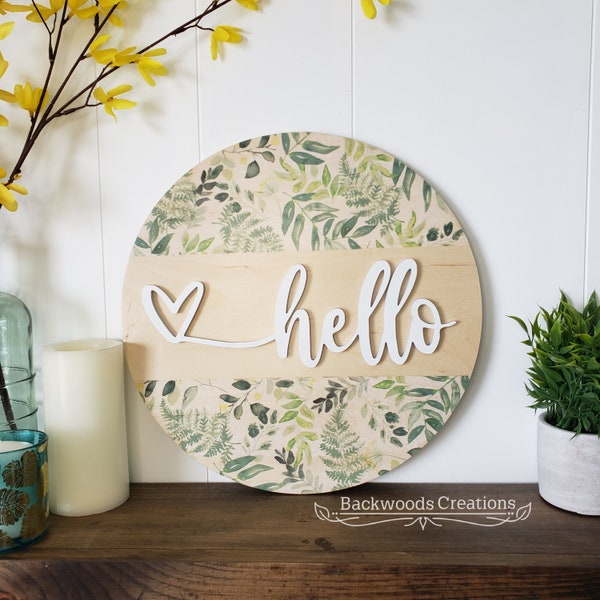 Welcome Sign | 3D Door Sign | Floral Sign | Spring Sign | Botanical Sign | Porch Sign | Hello Sign | Housewarming Gift | Gift for Her