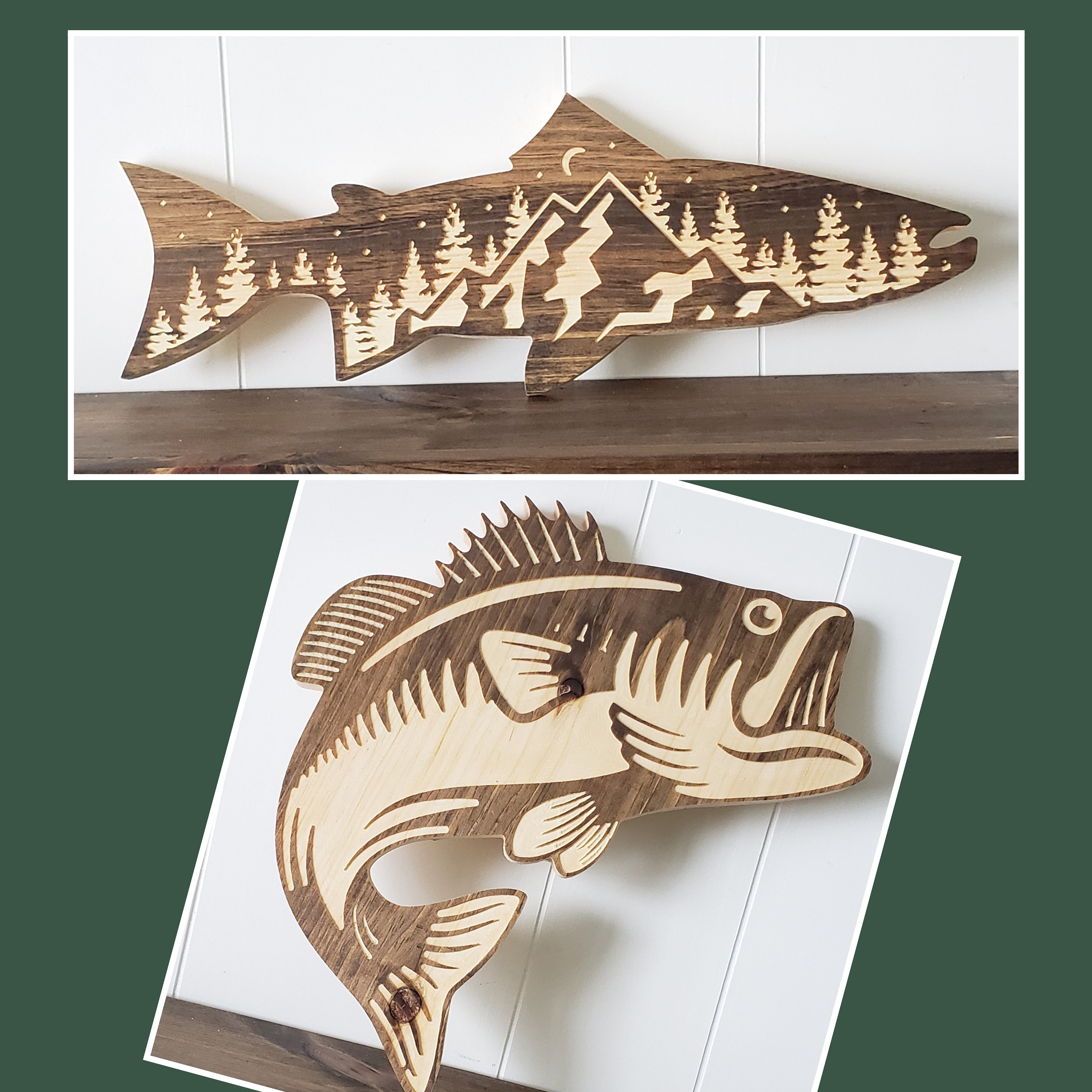 Wood Sign - Fish Fear Walleye - 2 Colors Available