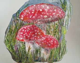 Mushrooms painted natural slate