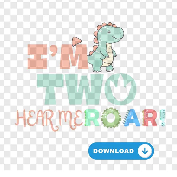 Dino Number 2 Clipart | Dino Birthday Clipart |  Dino Roar PNG  | #2 |Birthday Shirt Digital Download| Birthday #2 Downloads