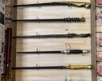 Wooden Wand Display Case, Collector's Rack, Holds 6 Wands