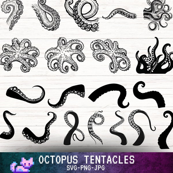 Octopus Tentacles SVG Cut File Design for Cricut, Kraken Svg, Squid Svg, Tentacles Clipart Tentacles Vector Tentacles Silhouette Sea Monster