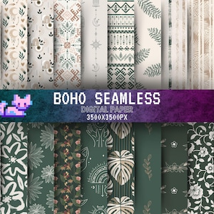 Carta digitale Boho, motivo Boho senza cuciture, stampe Boho, sfondo Boho, carta digitale Boho, carta digitale Boho, album di ritagli Boho