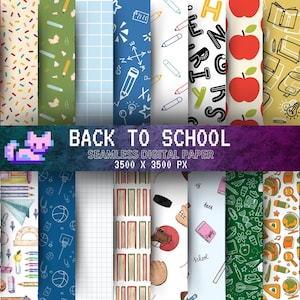 Zurück in der Schule 20 nahtlose Muster für Lehrer & Erzieher - Druckbares digitales Papier, Scrapbooking, Planer, Sofort Download