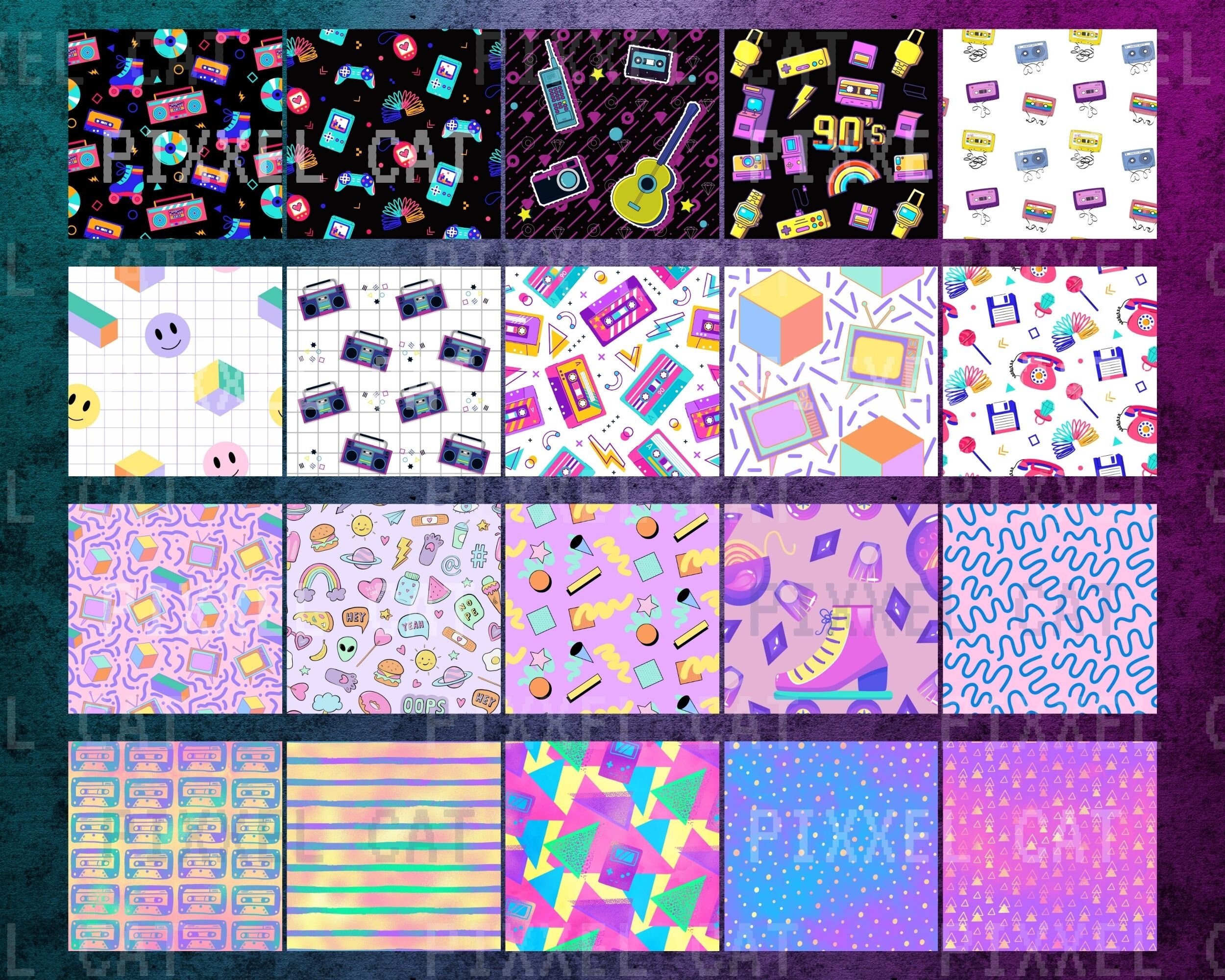 80s 90s Retro Digital Paper: Nostalgic Seamless Patterns (JPG Files) - Etsy