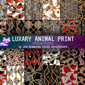 Carta digitale con stampa animalier di lusso: motivi con accenti dorati (download digitale)