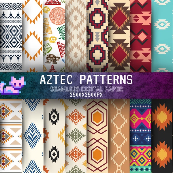 Aztec Seamless Patterns: Explore Tribal Designs and Backgrounds - Seamless Digital Paper, Navajo American Native Patterns