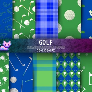 GOLF Digital Paper Jpg / Descargas de patrones de golf verde marino / Descarga instantánea Jpeg Vector / Golf Party Digital Paper Imprimibles