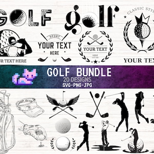 Paquete de golf svg, monograma de golf svg, monograma dividido svg, marco de nombre de golf, club de golf svg, pelota de golf svg, Cortar archivos para Cricut & Silhouette