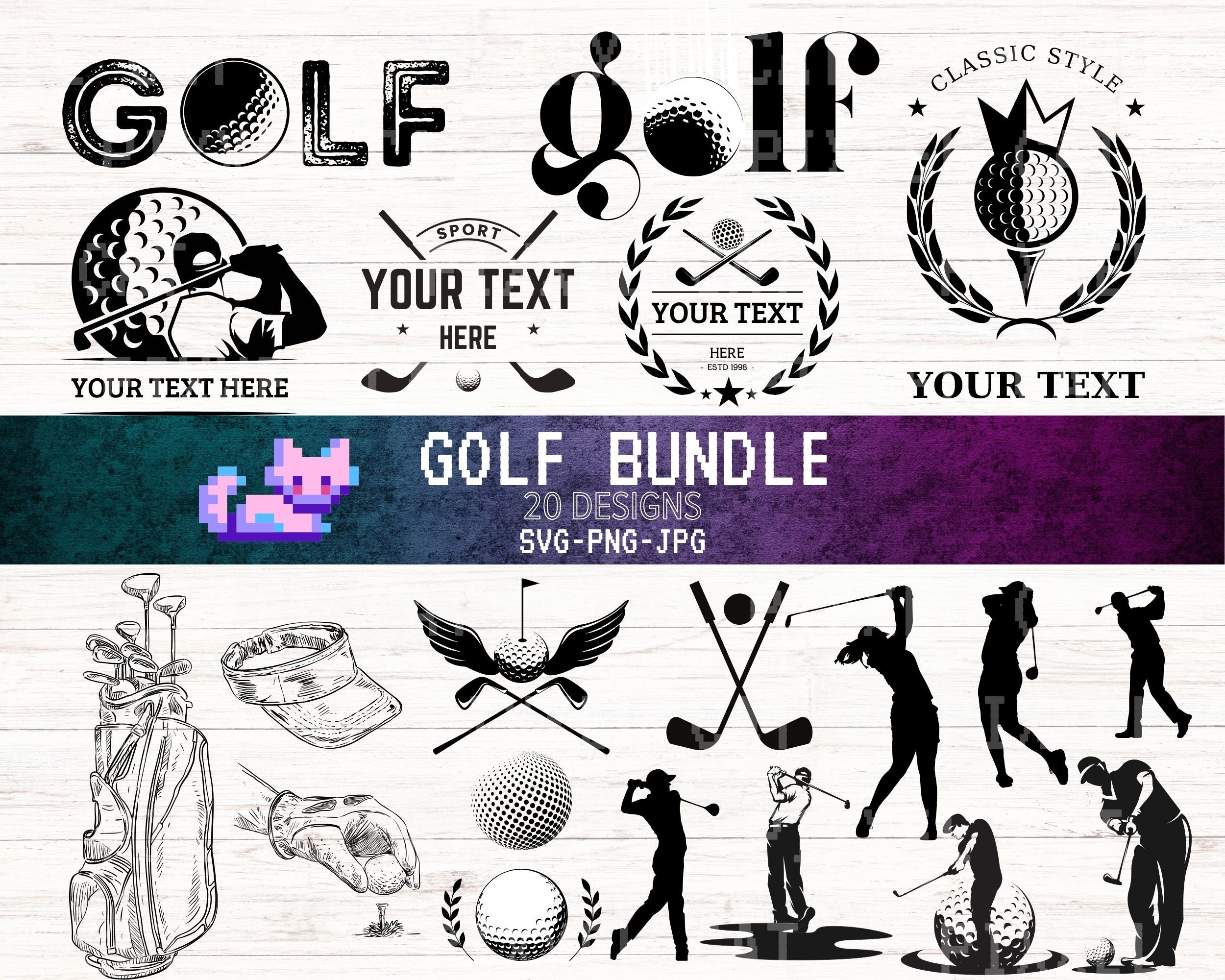 Golf svg bundle, golf monogram svg, split monogram svg, golf name frame, golf club svg, golf ball svg, Cut files for Cricut & Silhouette
