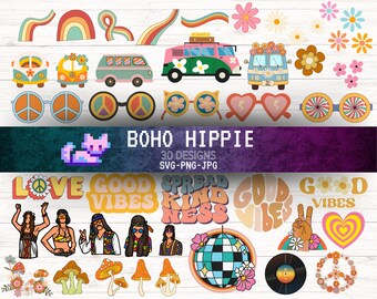 Boho Hippie Svg, Groovy Png, Retro Svg, Hippie Clipart, Groovy Clipart, Groovy Shirt Svg, Retro Daisy Svg, Retro Flower Svg, Hippie Svg