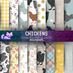 Land Bauernhof druckbare Papiere, Huhn digitaler Download Papier, Bauernhof Hintergrund, Blumenpapiere, nahtlose Muster Bauernhof Senf boho