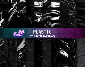 20 Plastic Wrap Texture Overlay – Shiny Foil & Cling Film PNG Files for Photo Editing