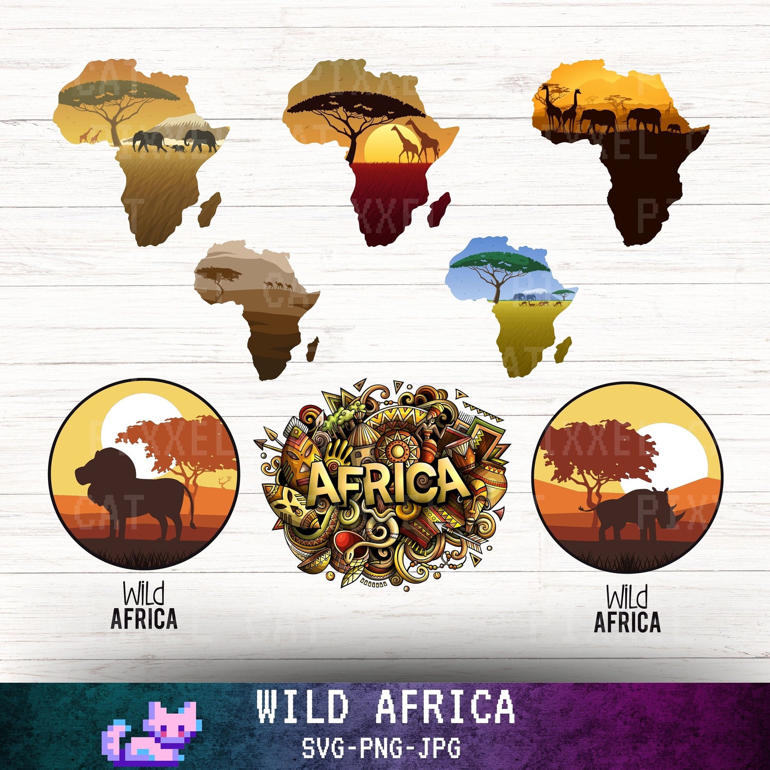 Africa Map Svg, Png, Africa Clipart, Cut File - Etsy