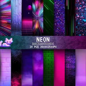 Carta digitale al neon, Si illumina al buio, Cosmico, Arcobaleno, Coriandoli, Stampabile, Carta digitale, Sfondo, Bomboniera, Scrapbook, Carino, Tendenza