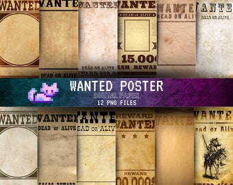 Digital Wanted Poster: Western Cowboy Rodeo Vibes in Printable Digital Paper Old Paper Texture Perfect for Scrapbooking,Instant Download PNG