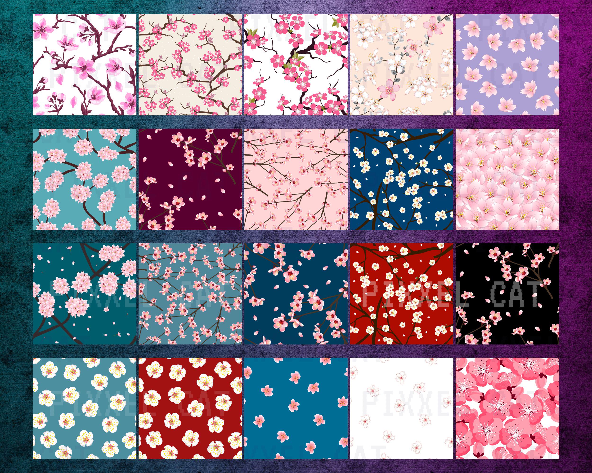 Cherry Blossom Digital Paper: Seamless Floral Patterns (instant ...