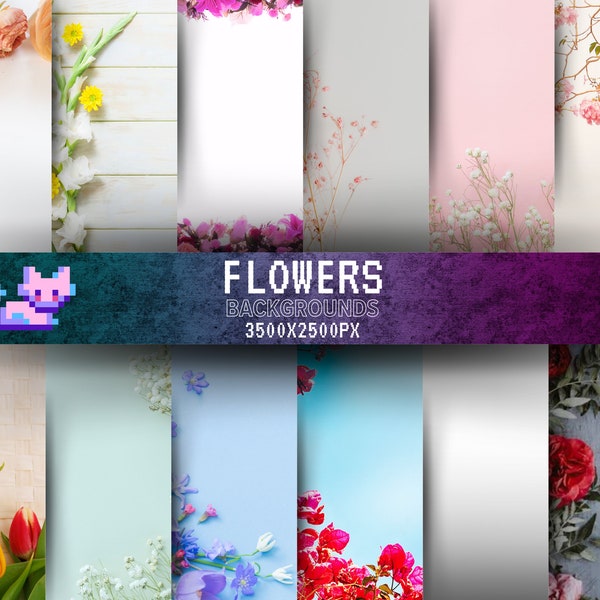 Flowers Background: Elevate Your Creations with Stunning Flat Lay Mock-Ups for a Floral Touch of Elegance!