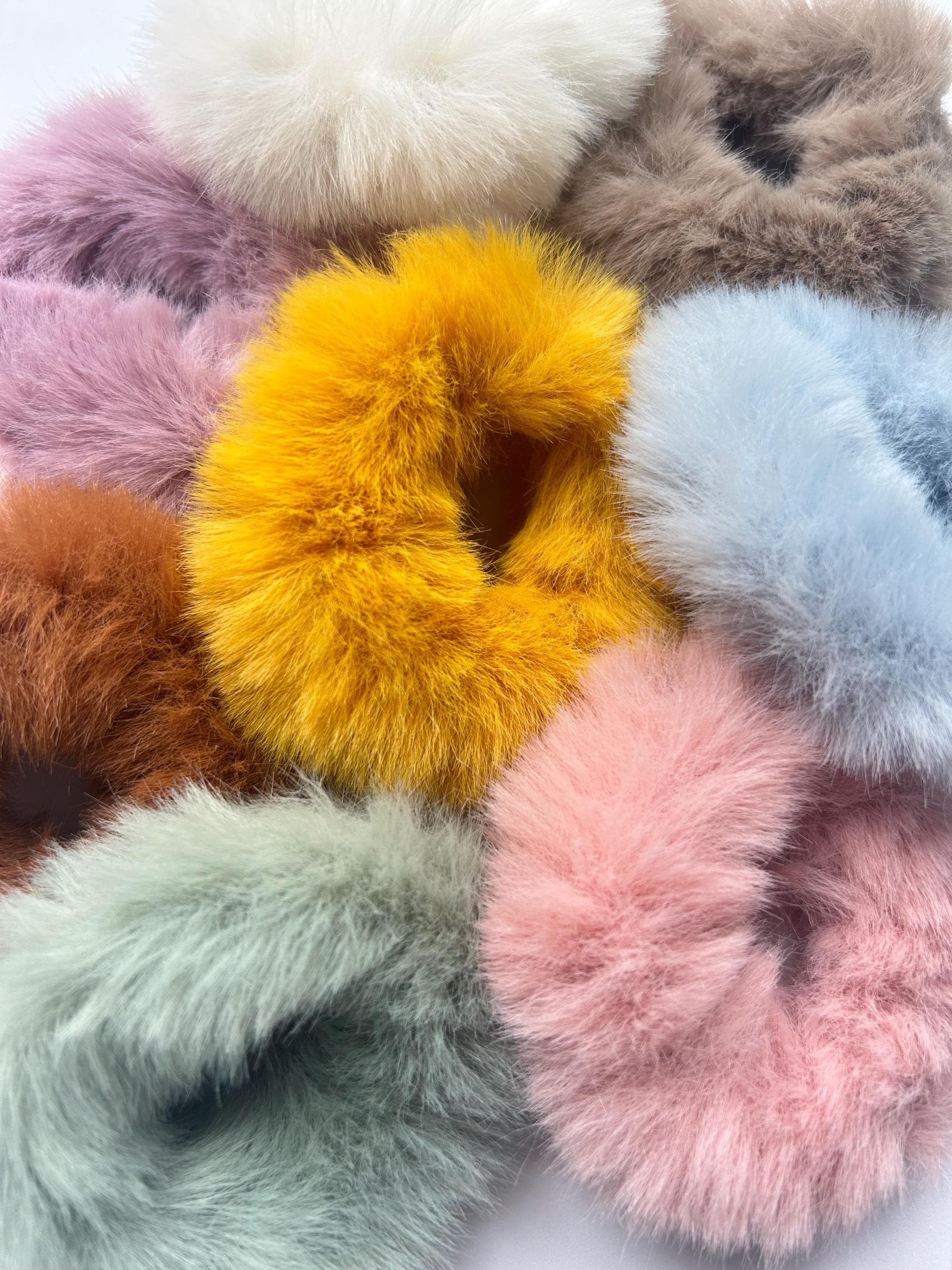 Hair Scrunchies Set of 2 Faux Fur Fluffy Autumn/winter Dolly 