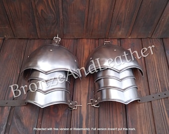 Shoulders protection pair of pauldrons steel larp armor