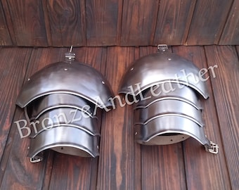 Shoulders protection pair of pauldrons steel larp armor