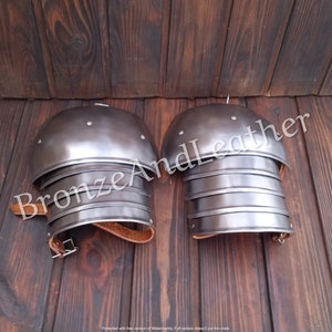 Shoulders protection pair of pauldrons steel larp armor