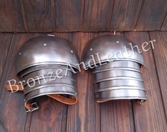 Shoulders protection pair of pauldrons steel larp armor