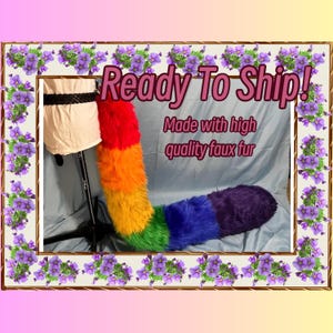 Premade Fursuit Furry XL Thick Tail Rainbow