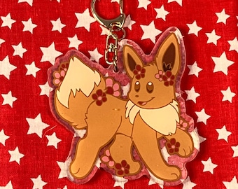 Eevee Double Sided Holographic Acrylic Keychain Charm