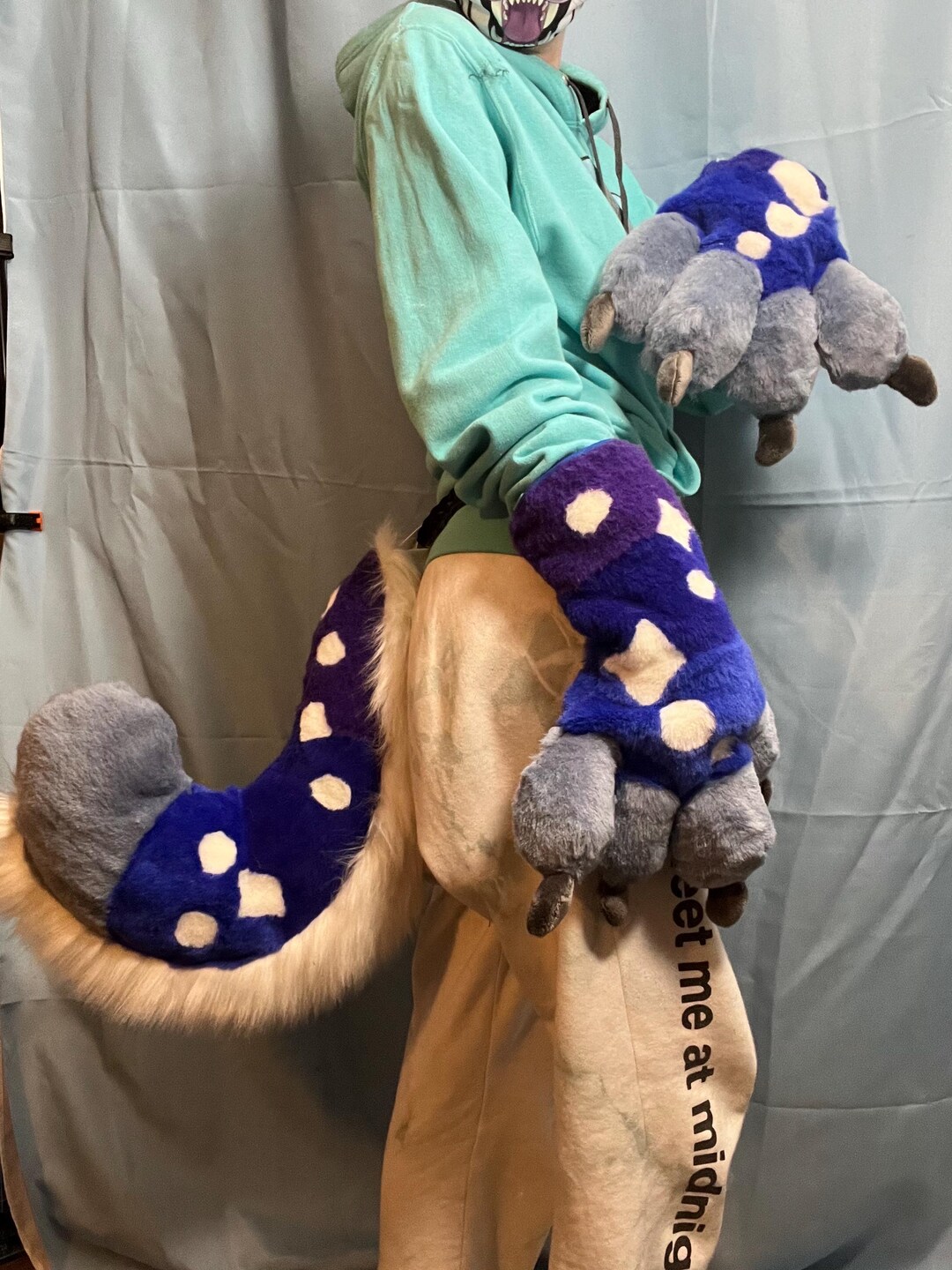 Premade Fursuit Furry Halloween Tail and Paw Set - Midnight ...