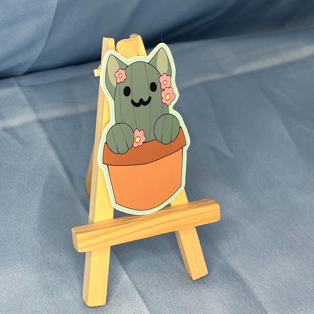 2” Cactus Cat Vinyl Laminated Sticker - Etsy